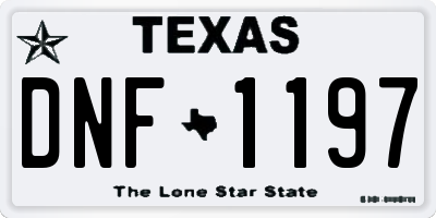 TX license plate DNF1197