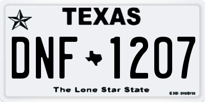 TX license plate DNF1207