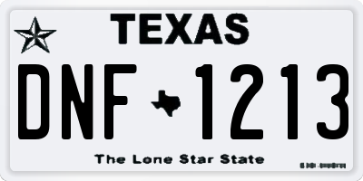 TX license plate DNF1213