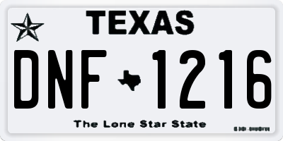 TX license plate DNF1216