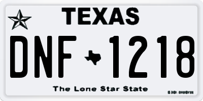 TX license plate DNF1218