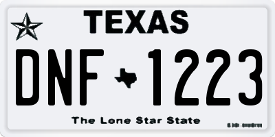 TX license plate DNF1223
