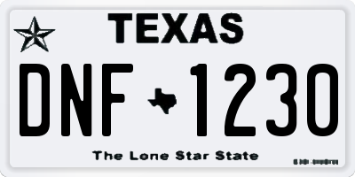 TX license plate DNF1230