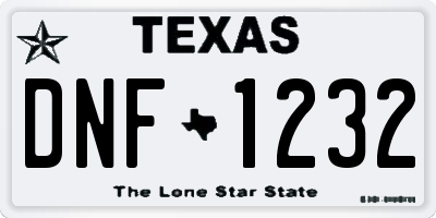 TX license plate DNF1232
