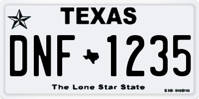 TX license plate DNF1235
