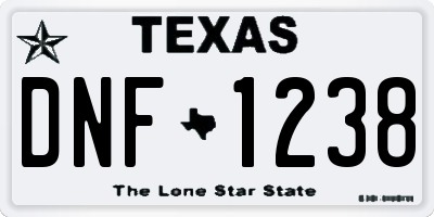 TX license plate DNF1238
