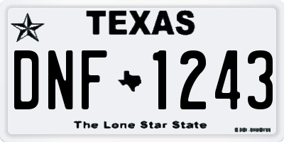 TX license plate DNF1243