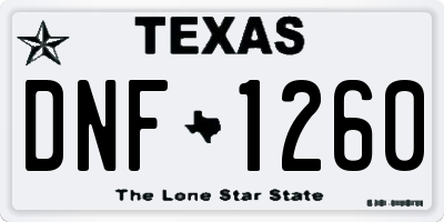 TX license plate DNF1260