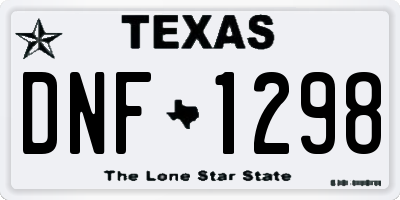 TX license plate DNF1298