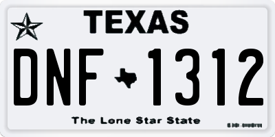 TX license plate DNF1312