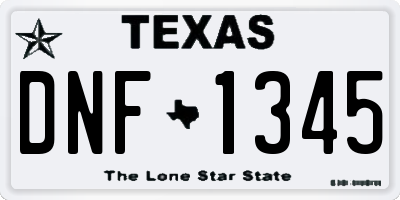 TX license plate DNF1345