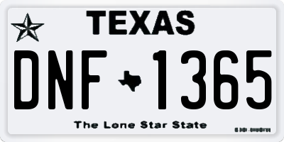 TX license plate DNF1365