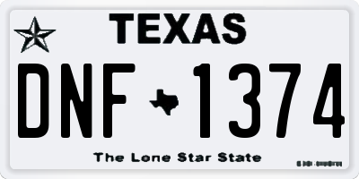 TX license plate DNF1374