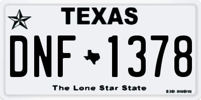 TX license plate DNF1378