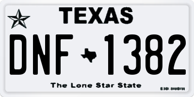 TX license plate DNF1382