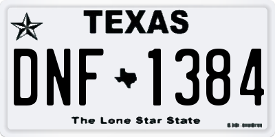 TX license plate DNF1384
