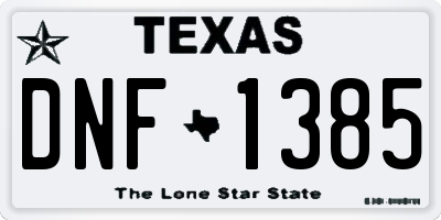 TX license plate DNF1385