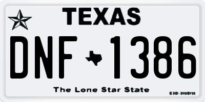 TX license plate DNF1386