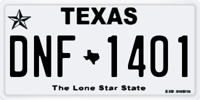 TX license plate DNF1401