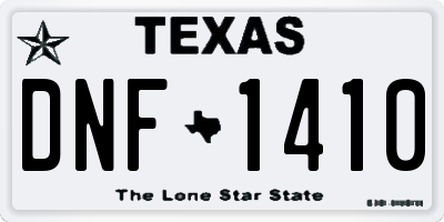 TX license plate DNF1410