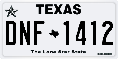 TX license plate DNF1412