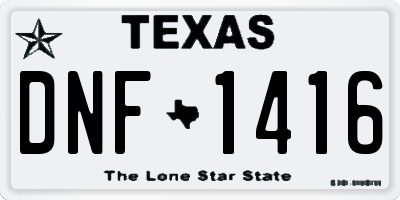 TX license plate DNF1416