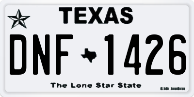 TX license plate DNF1426