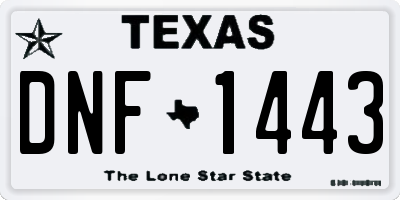 TX license plate DNF1443