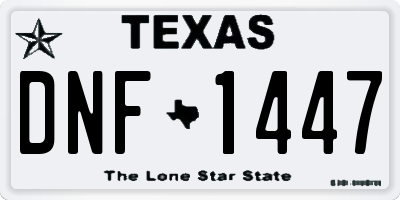 TX license plate DNF1447