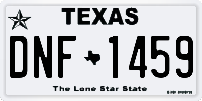 TX license plate DNF1459