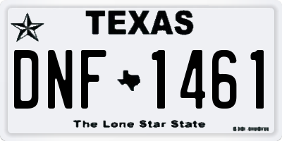 TX license plate DNF1461