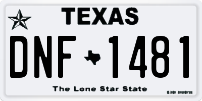 TX license plate DNF1481