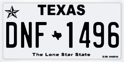 TX license plate DNF1496