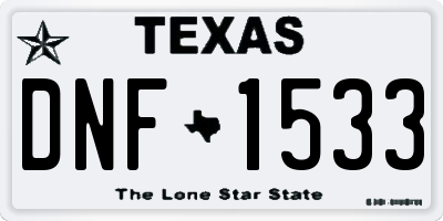 TX license plate DNF1533