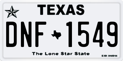 TX license plate DNF1549