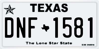 TX license plate DNF1581