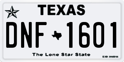TX license plate DNF1601