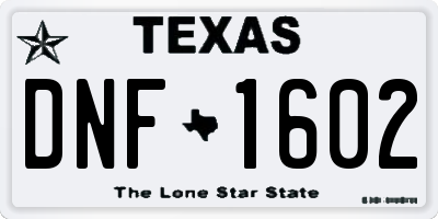 TX license plate DNF1602