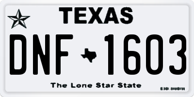 TX license plate DNF1603