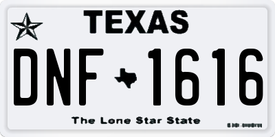 TX license plate DNF1616