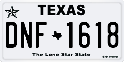TX license plate DNF1618