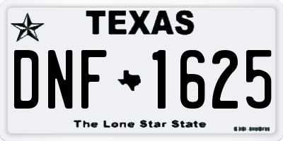 TX license plate DNF1625