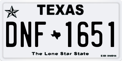 TX license plate DNF1651