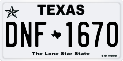 TX license plate DNF1670