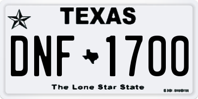 TX license plate DNF1700