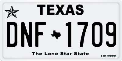 TX license plate DNF1709