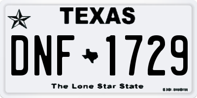 TX license plate DNF1729