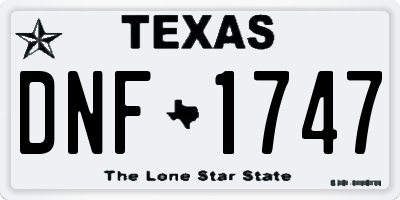 TX license plate DNF1747