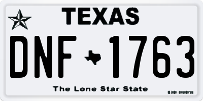 TX license plate DNF1763