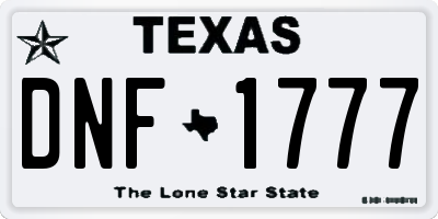 TX license plate DNF1777